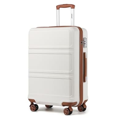 Kono Maleta de Mano Grande 23 Kilos Maleta Grande 75cm con Material ABS con Cerradura TSA y 4 Ruedas（L,Crema Claro）