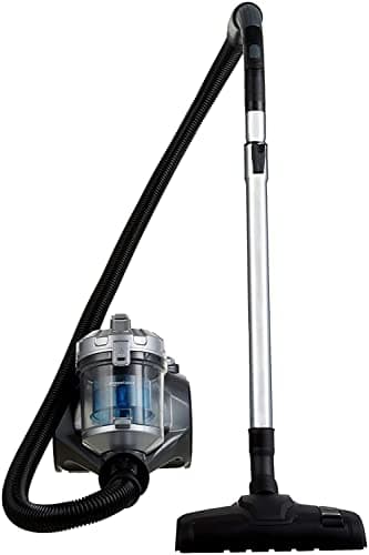 Amazon Basics Potente aspirador de cilindro sin bolsa, para suelos duros y alfombras, filtro HEPA, compacto y ligero, 700 W, 1,5 l (UE), Negro