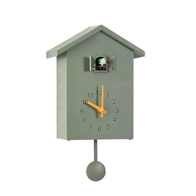 Kamanan Reloj de Cuco, Reloj Moderno de péndulo Reloj de Pared con péndulo, Reloj Moderno Selva Negra con función de Descanso Nocturno Voz de pájaro (Verde)