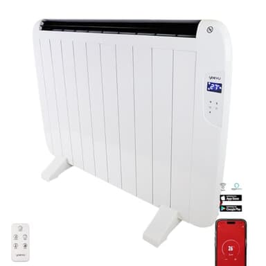 YOEVU Emisor termico de Aluminio, 1500W, Calefactor Bajo Consumo, Diseño Moderno, Blanco (1500W | 10 Elementos)