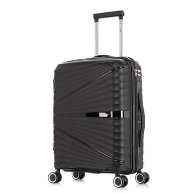 1990s Maleta Mediana expandible Polipropileno 65cm para 23kg (79L)| Maleta semirigida Extensible con 4 Ruedas Giratorias y Candado Incrustada (Negro)