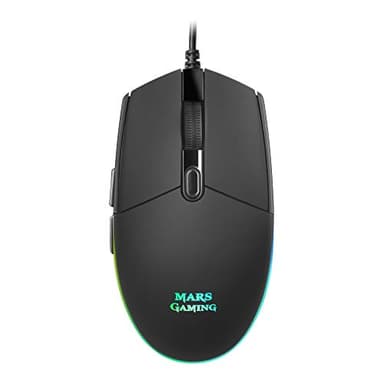 Mars Gaming MMG Ratón gaming con cable RGB Flow, Sensor Óptico 3200 DPI, Antideslizante Negro