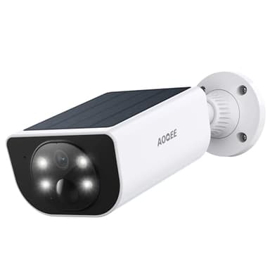 AOQEE Camara Vigilancia WiFi Exterior Solar - 2K Seguridad Camaras Vigilancia Domicilio WiFi sin Cable con Batería, Humana/PIR Sirena, Visión Nocturna Color, IP65, Compatible con Alexa, S1