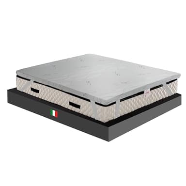 Geemma – Cubrecolchón muy rígido para colchón, protector de colchón HD, corrector ortopédico de caucho, espuma de 6 cm de altura, tejido hipoalergénico desenfundable en 4 lados, color plateado,