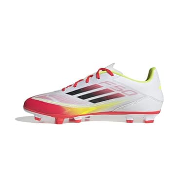 adidas F50 Club Football Boots FG/MG, Botas de fútbol Unisex Adulto, Cloud White/Core Black/Solar Yellow, 42 2/3 EU