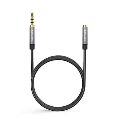 MaGeek Cable alargador de audio estéreo, (3,0 metros) AUX Cable de Extensión, Alargador Jack 3,5mm 4 Pines Jack, Macho a Hembra para Auriculares,iPod, iPad, Car audio,Home Stereo y más.(Negro)