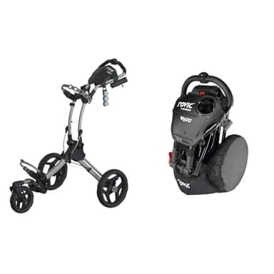 Rovic RV1S Golf Push Trolley, Silver + Rovic RV1C Golf Trolley Wheel Cover,Black