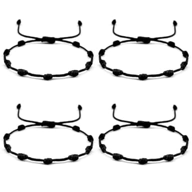 EIHI 4 Piezas Pulseras Negras Pulseras de Amistad Pulseras Ajustables Pulseras de Amistad Unisex Pareja Pulseras de Amistad Unisex