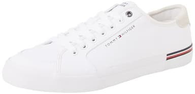 Tommy Hilfiger Sneaker con suela vulcanizada Hombre Core Corporate Canvas Low Top, Blanco (White), 44