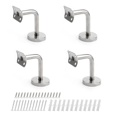 KLEHOPE Soporte Pasamanos 4 Piezas, Barandillas de Acero Inoxidable Acero Inoxidable, Pasamanos Escalera 7 en Forma, Fuerte Carga, Prueba Herrumbre, para Barandillas, Pasamanos Escaleras