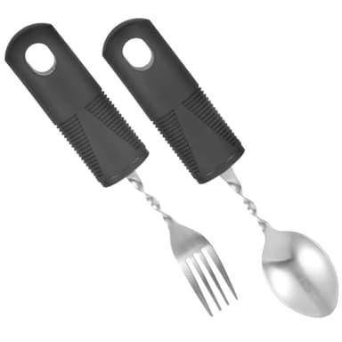 1juego Cubiertos Adaptativos Antivibración Para Personas Mayores Y Discapacitados Utensilios De Comida De Acero Inoxidable Con Mango Antideslizante Kit De Vajilla Para Ancianos Y Personas Con Temblor