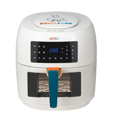 JOCCA - Freidora de Aire Caliente 7,4L con Ventana| Freidora sin Aceite Gran Capacidad| Air Fryer 7,4 Litros| Temporizador| Temperatura Ajustable| Edición Limitada (Blanca)