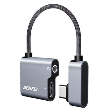 BENFEI Adaptador USB C a Jack 3.5 mm y Carga Rapida PD 60W DAC Chip Adaptador Auriculares Tipo C Compatible con iPhone 16 15 Pro iPad Pro Air 2022 Galaxy S24 S23 S22 S21 Xiaomi 13 12 Pixel 5 4