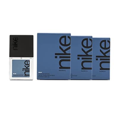 NIKE - Blue, Colonia Hombre, Pack de 3 x 30 ml, Formato Viaje en Spray, Perfume Hombre, Eau de Toilette Natural y Masculina, Aroma Frutal Amaderado, Fragancia Fresca, Elegante y de Larga Duración