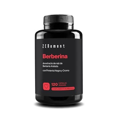 Berberina, de extracto de raíz de Berberis Aristata, 120 Cápsulas | con Pimienta Negra y Cromo | Extracto concentrado de Berberis aristata | Vegano, No GMO, Sin Gluten | Zenement