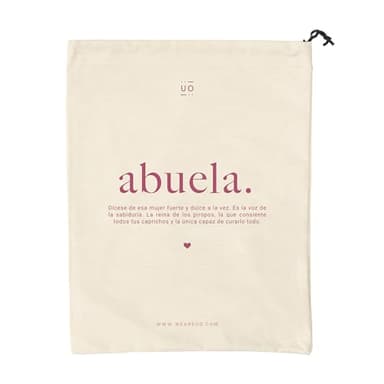 Bolsa Tela Regalo Abuela. Definición Granate Bolsa De Algodon Natural 100%, Bolsa Reutilizable