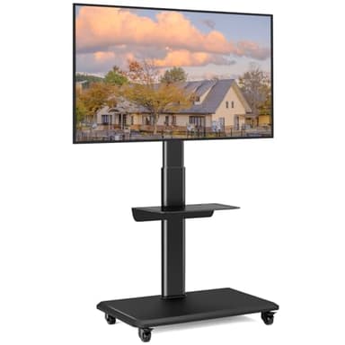 RFIVER Soporte TV con Ruedas Soporte TV Pie para Televisiones de 26 32 40 42 43 47 49 50 55 60 65 Pulgadas, Soporte TV Suelo con Balda, la Placa Giratoria y Altura Ajustable MAX VESA 400x400mm