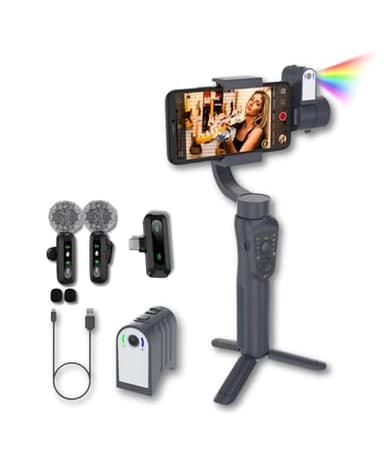 Estabilizador Smartphone | S5B Pro 3 Ejes con Seguimiento Cara, Trípode iPhone con Luz, Power Bank 4000mAh – Micro Corbata Pro (39€) Incluido