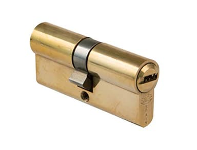 Amig - Cilindro de seguridad | Cerradura para puertas | Bombín de doble embrague |Leva larga | Incluye 5 llaves | Dorado | Medidas: 70 (30-40 mm)