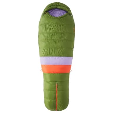 Marmot Mujer Women's Angel Fire Long, Saco de dormir tipo momia para adulto, relleno de pluma de 650, extra largo, ligero y cálido, 183 cm, hasta -28°, Foliage/Paisley Purple, 183 cm
