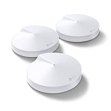 TP-Link Deco M5 (3-Pack) - AC1300 Wi-Fi Mesh, cobertura hasta 500 m², Doble Banda 2.4 GHz/5 GHz, 2 x puertos Gigabit por unidad, CPU de 4 núcleos, función Router y Punto de acceso, Color Blanco