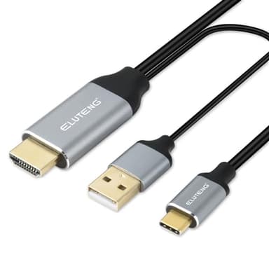 ELUTENG Cable Adaptador HDMI a USB C 2 m / 6.6 pies 4K @ 60Hz con Cable de Alimentación USB, Cable Convertidor HDMI a USB Tipo C Macho, Admite Función de Pantalla Táctil para MacBook Pro/Air, Nreal Ai