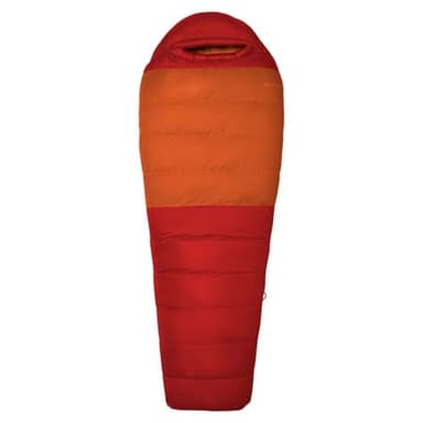 Marmot Lost Coast 40 Long, Saco de dormir tipo momia para adulto, relleno de pluma de 600+, ligero y cálido, plegable, 198 cm, hasta -12°, Team Red/Auburn, 198 cm