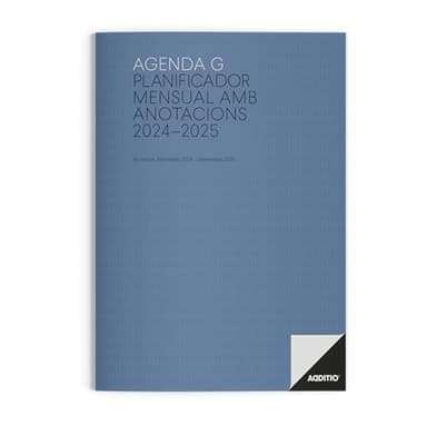 ADDITIO - Agenda G para el profesorado | Planificador mensual | 16 meses | Anotaciones | Tamaño 19,5 x 28,5 cm. | Catalán | Azul Oscuro | Azul Claro