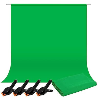 Fondo Fotográfico 2 x 3M Pantalla Verde Croma Estudio Profesional Green Screen con 4 Clips, Plegable Portátil Telón de Fondo de Poliéster Chroma Pantalla para Grabar Vídeo Fotografía y Televisión