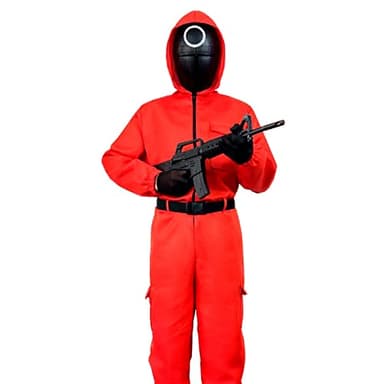 AC – Mono en color rojo con capucha – Incluye mono y cinturón – Ideal para carnaval, halloween, cosplay – Talla M