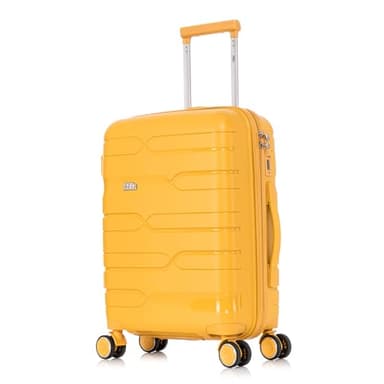 1990s Maleta Mediana expandible Polipropileno 65cm para 23kg (79L)| Maleta Semirigida Extensible con 4 Ruedas Giratorias y Candado Incrustada (Amarillo)