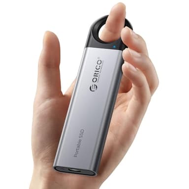 ORICO SSD Externo 1TB hasta 1050 MB/s, Disco Duro Externo SSD con Orificio para Colgar y Cable USB C y A 2 en 1, SSD Portatil USB3.2 Gen2 Compatible con iPhone 15 Series/Mac/PS5/Xbox - C10