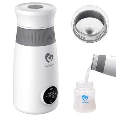 Calienta Biberones Portatil, Calentador Biberones y Mezcladora Instantáneos y Automáticos, para Leche Materna o Fórmula, con Visualización de Temperatura Digital Led