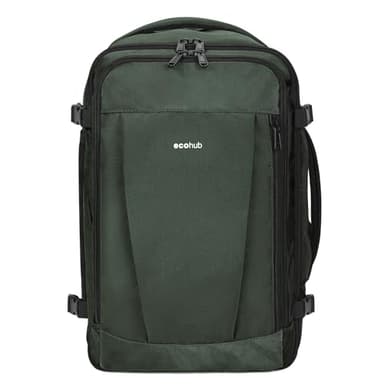 ECOHUB 30L Mochila 45x36x20 Easyjet, Mochila Viaje Cabina Avion con 13 Bolisillos, Debajo del Asiento Mochila Equipaje de Mano, PET Reciclada Bolsa de Viaje Hombre Mujer, Patentado(Gris)