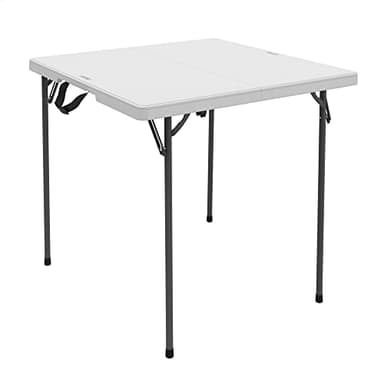 LIFETIME 92117 - Mesa plegable portátil cuadrada resistente, medidas 93.9 x 93.9 x 73.6 cm, duradera, resistente y ligera, incluye asa para transportar, para 4 personas, soporta hasta 181 kg