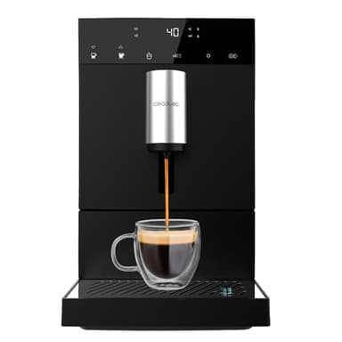 Cecotec Cafetera Superautomática Cremmaet Compact. 1350 W, 19 Bares, Sistema de Calentamiento por Thermoblock, Depósito 150 gr Café con Molinillo y 1,1 L, Limpieza Automática