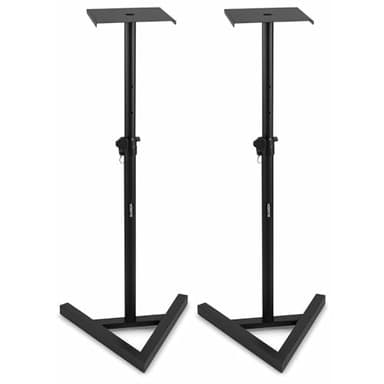 Vonyx SMS20 Conjunto de Soportes para Monitor de Estudio, de Suelo, Regulables en Altura, Pinchos de Suelo amortiguadores y Revestimiento Antideslizante