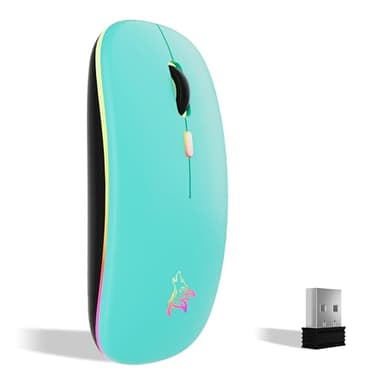 TQQ Raton ​Inalambrico Recargable, Ratón Retroiluminado de 7 Colores con Mini Receptor USB de 2,4 GHz, Raton Gaming, Compatible con Laptop, PC, Ordenador, Chromebook, Notebook y iPad, etc