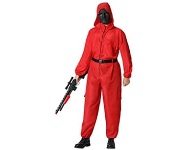 Atosa | Disfraz Mono Completo Rojo para Adulto | Inspirado en El Juego del Calamar y La Casa de Papel | Traje con Capucha y Cinturón | Perfecto para Carnaval, Halloween y Fiestas Temáticas | XS-S