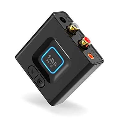 1Mii Receptor Bluetooth 5.1, Adaptador Bluetooth Audio con Baja Latencia, Salida RCA/AUX 3,5 mm Jack, Modo de Graves, Música Inalámbrico para Estéreo, Amplificador, 12 Horas de Batería