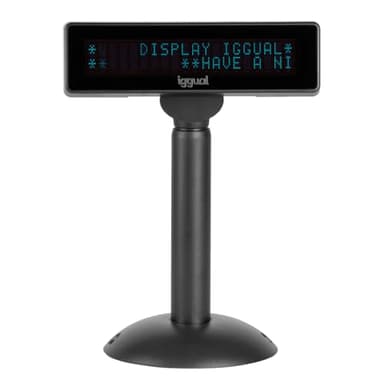 iggual Visor TPV USB VFD 7" INFO Display. Conexión USB .40 Caracteres x 2 líneas. Pantalla Fluorescente, Regulable en Altura. (Tamaño carácter 9x5 mm).