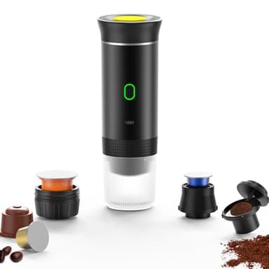 Nicoone Cafetera espresso portátil para camping, máquina de café expreso, inalámbrica, eléctrica, 3 en 1, cafetera en polvo para el hogar, viajes, camping
