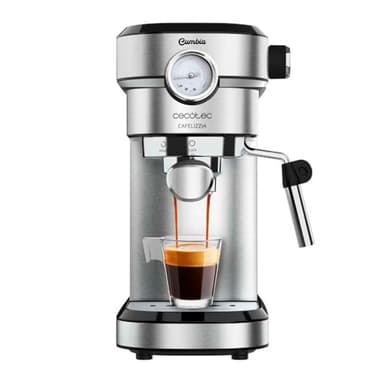 Cecotec Cafetera para Espressos y Cappuccino Cafelizzia 790 Steel Pro. 1350W, Manometro, Sistema Thermoblock, 20 Bares, Modo Auto para 1-2 Cafés, Vaporizador Orientable, 1.1L, Color Acero