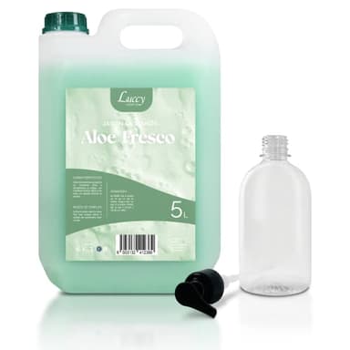 Jabón de Manos Líquido Aloe Fresco 5 Litros + Bote Rellenable 500 ml | jabón Manos para Uso Profesional