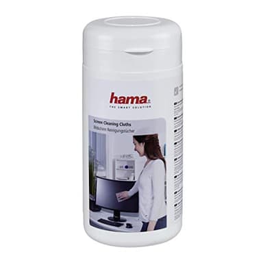 HAMA | Paños para la Limpieza de Pantallas (100 unidades, Dispensador, Elimina Suciedad, Polvo y Grasa, Válido para Tablet, Smartphones, Alarga la Vida útil del Dispositivo) Color Negro.