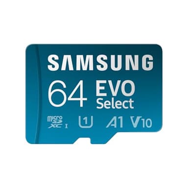 Samsung EVO Select (2024) Tarjeta microSD + Adaptador SD, 64 GB, Tarjeta de Memoria para Smartphone y Tablet, UHS-I U3, 4K UHD, Full HD, Lectura 160 MB/s, MB-ME64SA/EU