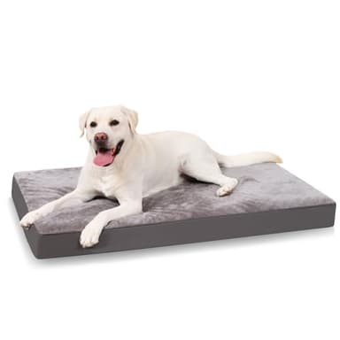 KSIIA Camas Perro Ortopédica Grande, 90x55cm, Cama para Perros L, Colchon Cojín Colchoneta Perro Desenfundable, Cama Mascota Lavable a Máquina Relleno Grueso Fondo Antideslizante Dog Bed, Gris Oscuro