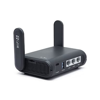GL.iNet AXT1800 (Slate AX) Router WiFi 6 para el hogar y los Viajes, 1800 Mbps, WiFi 6 802.11ax, Doble Banda 2.4GHz/5GHz, 3 LAN Puerto Gigabit, 2 Antenas externas, VPN, IPV6, WPA3, MU-MIMO, OFDMA