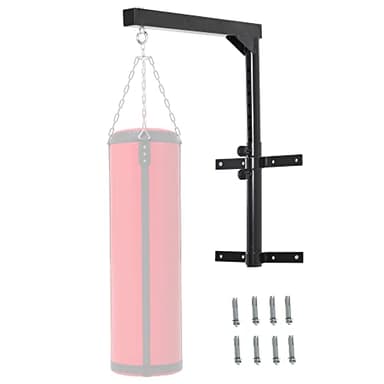 HOMCOM Soporte de Pared para Saco de Boxeo Regulable Soporte de Pared para Saco de Boxeo con Gancho Bolsa Pesada MMA Tubo Robusto de Acero Carga Máx. 100 kg Negro