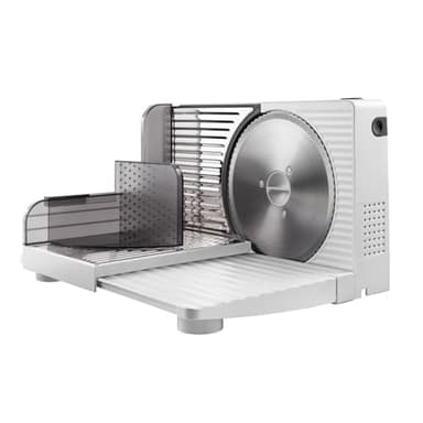 Taurus - Cortafiambres PLEGABLE | Cuchilla Acero INOX Ø17 cm | Corte preciso 1-15mm | Compacto | Fácil limpieza | Protección dedos | Cortador fiambres eléctrico con disco extraíble | Grosor regulable